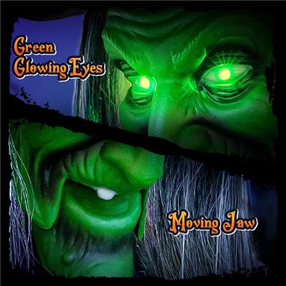 Halloween Decorations Outdoor - 12 Ft Animated Hovering Witch Animatronics Prop - Picture 3 of 7